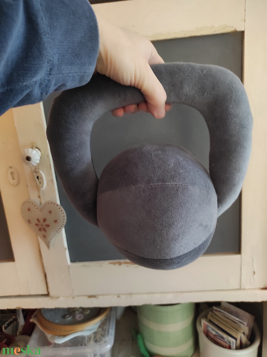 Plüss kettlebell szürke  - játék & sport - plüssállat & játékfigura - más figura - Meska.hu