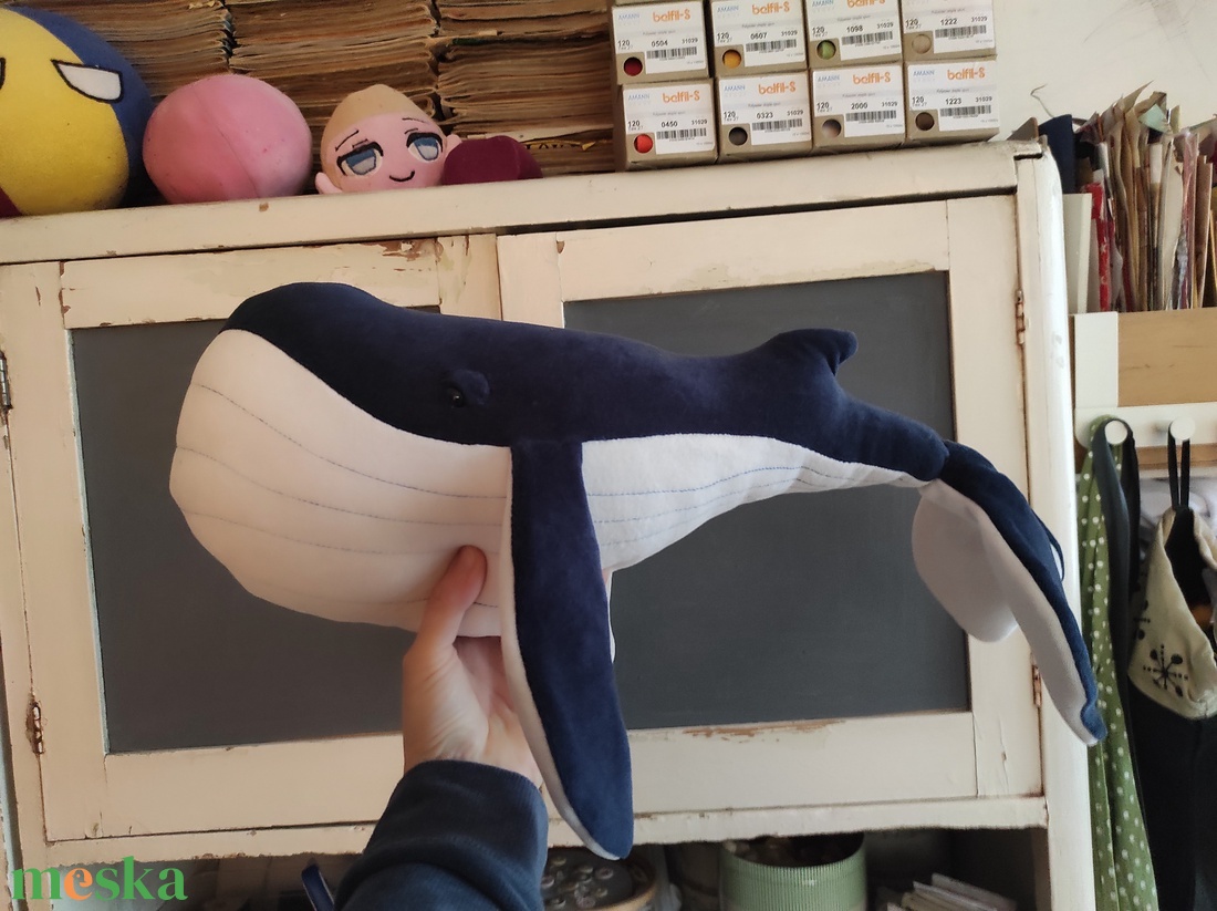 Nagy plüss bálna sötétkék  - játék & sport - plüssállat & játékfigura - delfin, bálna - Meska.hu