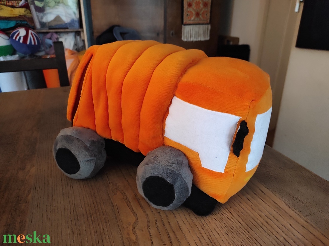 Hátul pakolható kukásautó narancs színben  - játék & sport - plüssállat & játékfigura - plüss autó & motor - Meska.hu