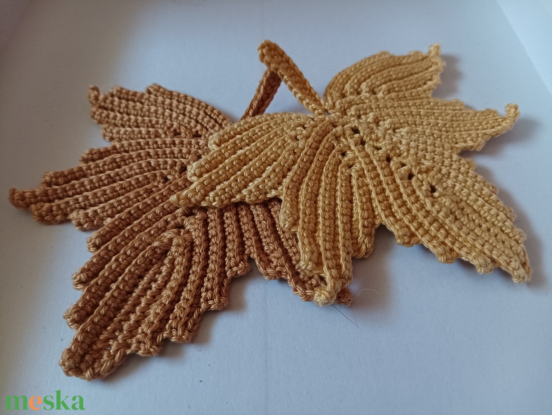 10 db horgolt őszi falevél  - otthon & életmód - dekoráció - asztal és polc dekoráció - asztal és polc dekoráció - Meska.hu