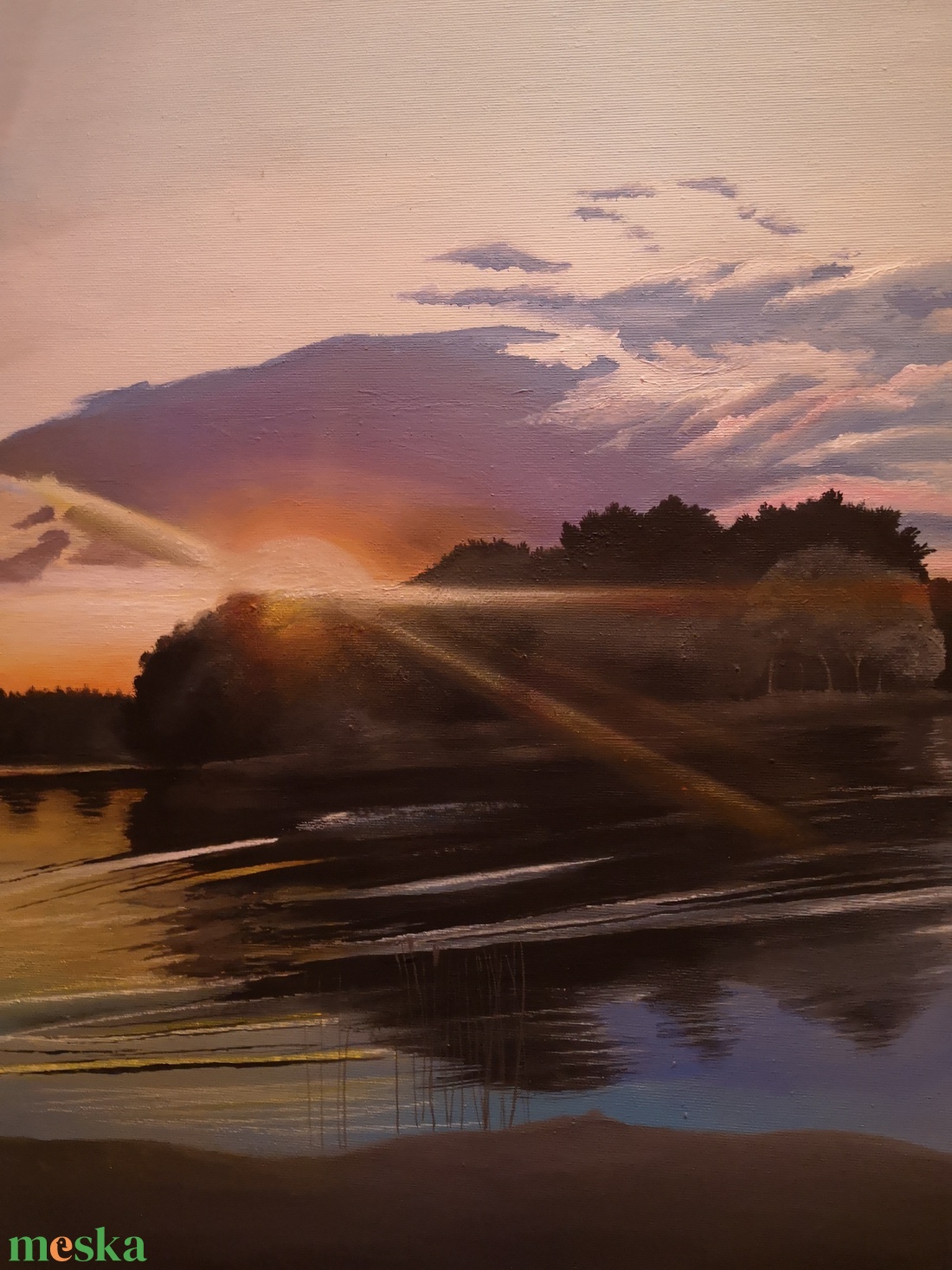 Tisza tavi naplemente című akril festmény  - művészet - festmény - akril - Meska.hu