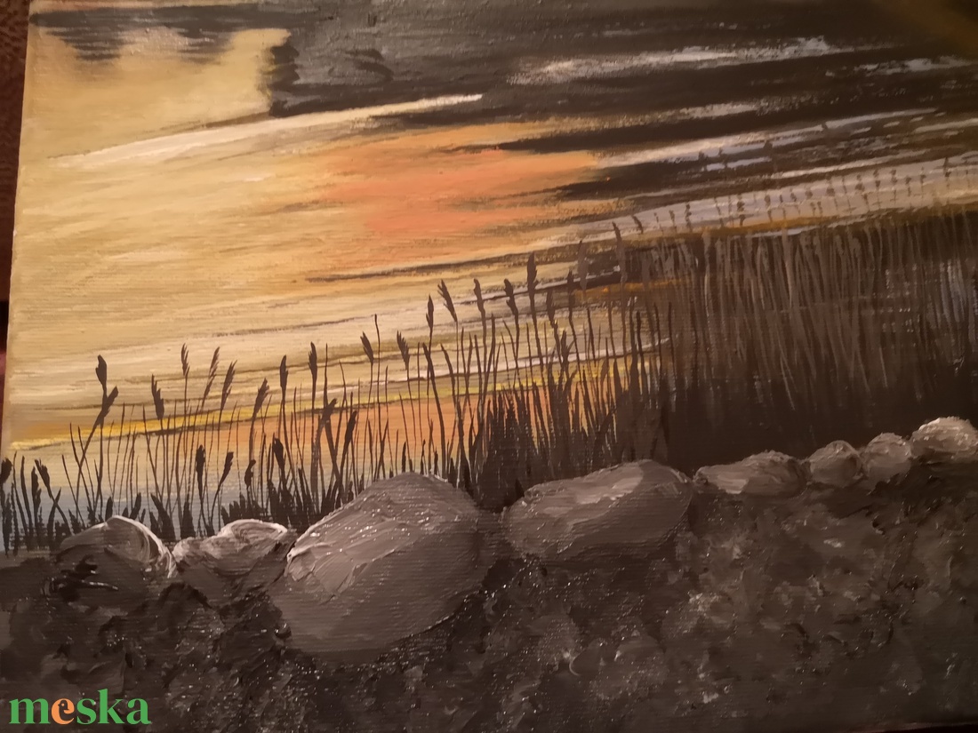 Tisza tavi naplemente című akril festmény  - művészet - festmény - akril - Meska.hu