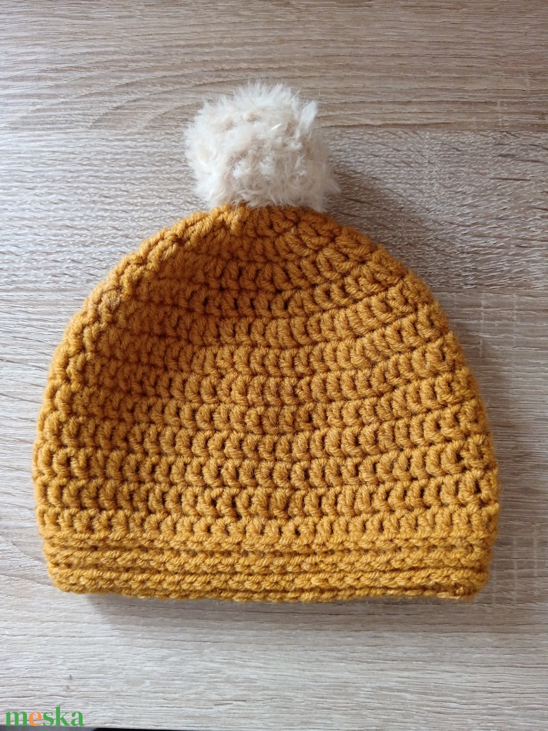 Mustársárga horgolt baba sapka - ruha & divat - babaruha & gyerekruha - babasapka - Meska.hu
