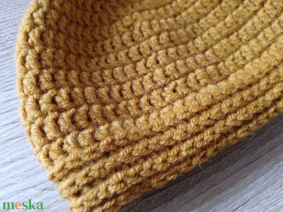 Mustársárga horgolt baba sapka - ruha & divat - babaruha & gyerekruha - babasapka - Meska.hu