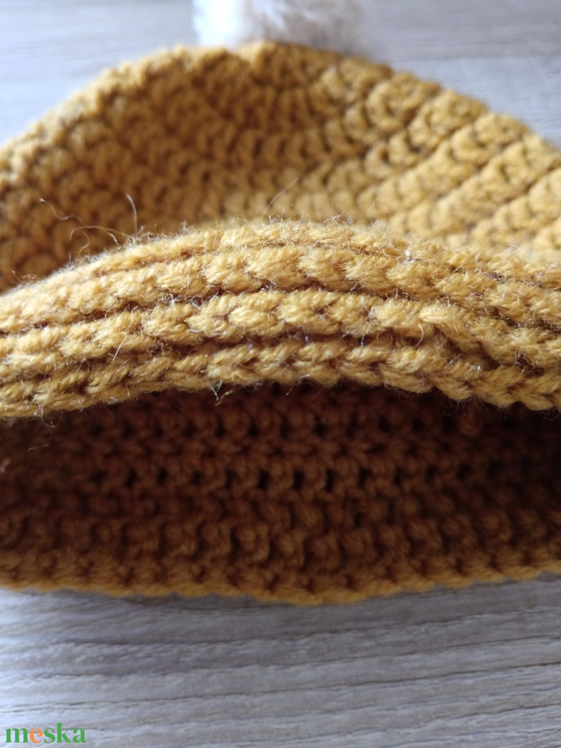 Mustársárga horgolt baba sapka - ruha & divat - babaruha & gyerekruha - babasapka - Meska.hu