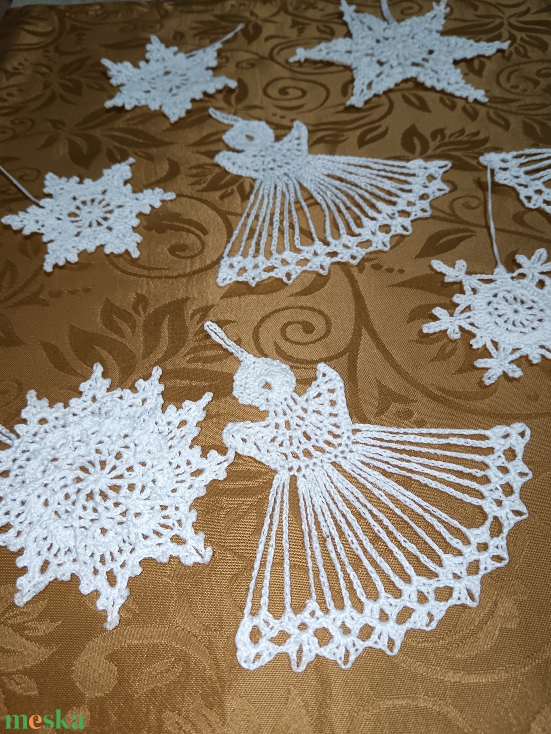 12 db-os horgolt karácsonyfadísz: horgolt hópehely és angyalka - karácsony - karácsonyi lakásdekoráció - karácsonyfadíszek - Meska.hu