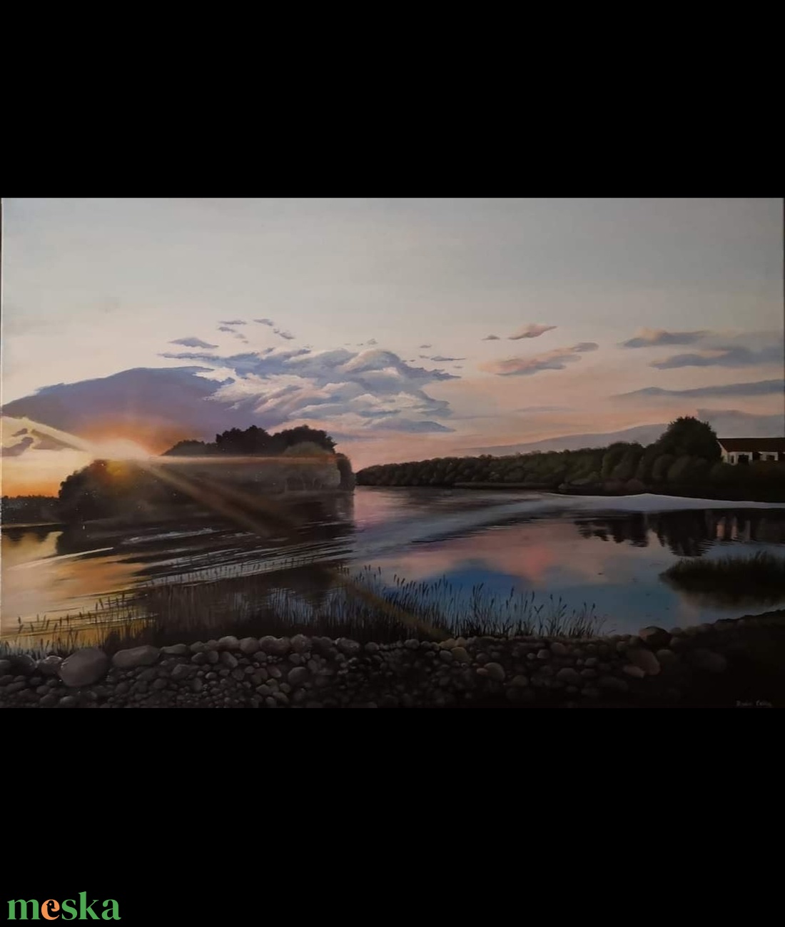Tisza tavi naplemente című akril festmény  - művészet - festmény - akril - Meska.hu