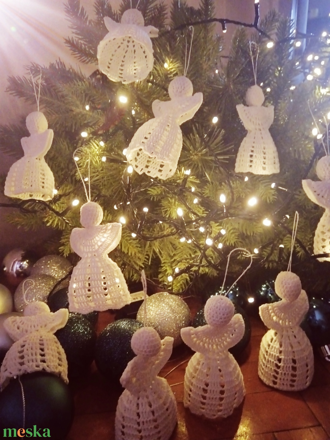 10 db horgolt angyalka - karácsony - karácsonyi lakásdekoráció - karácsonyfadíszek - Meska.hu