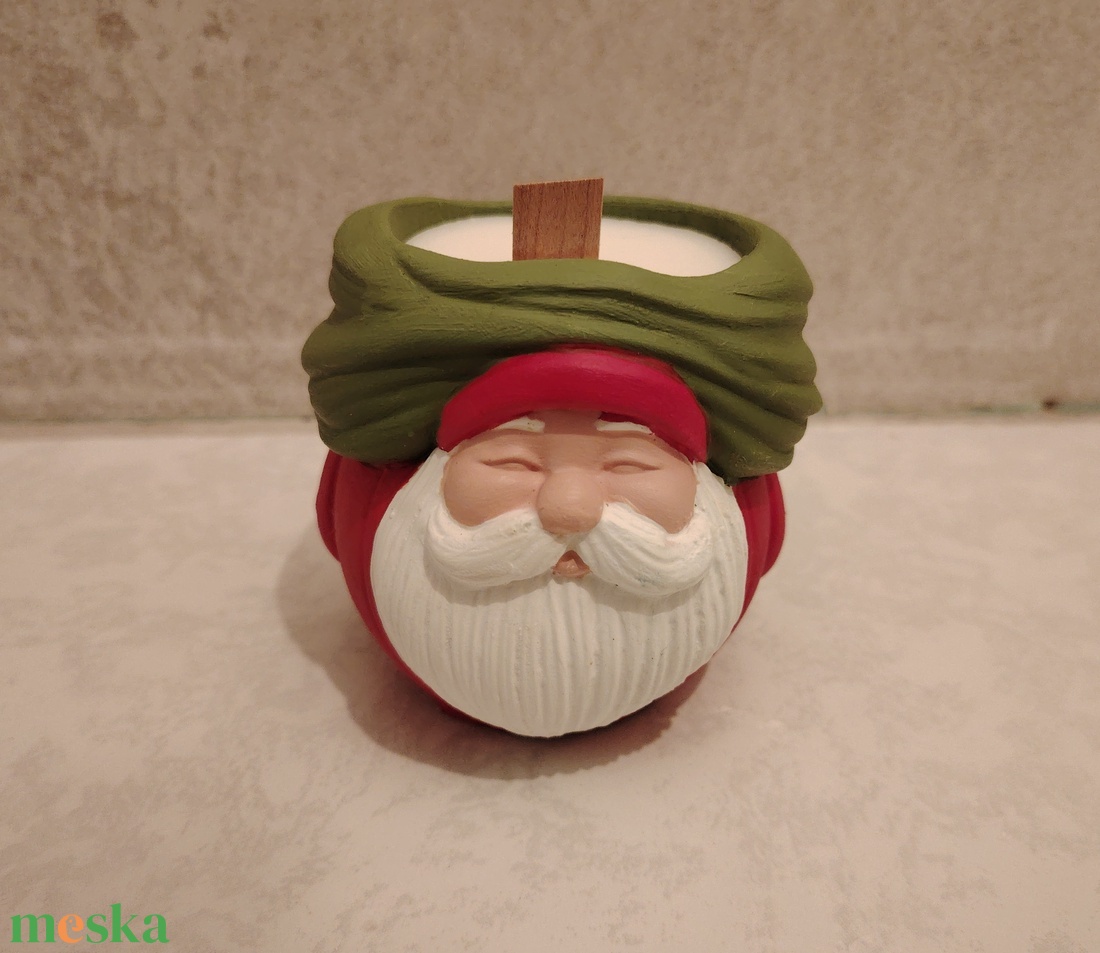Gyertya Mikulásos kaspóban - karácsony - karácsonyi lakásdekoráció - karácsonyi illatgyertya, mécses - Meska.hu