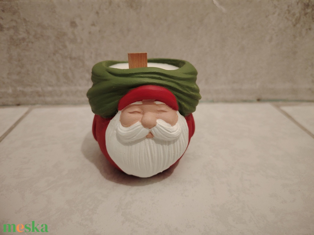 Gyertya Mikulásos kaspóban - karácsony - karácsonyi lakásdekoráció - karácsonyi illatgyertya, mécses - Meska.hu