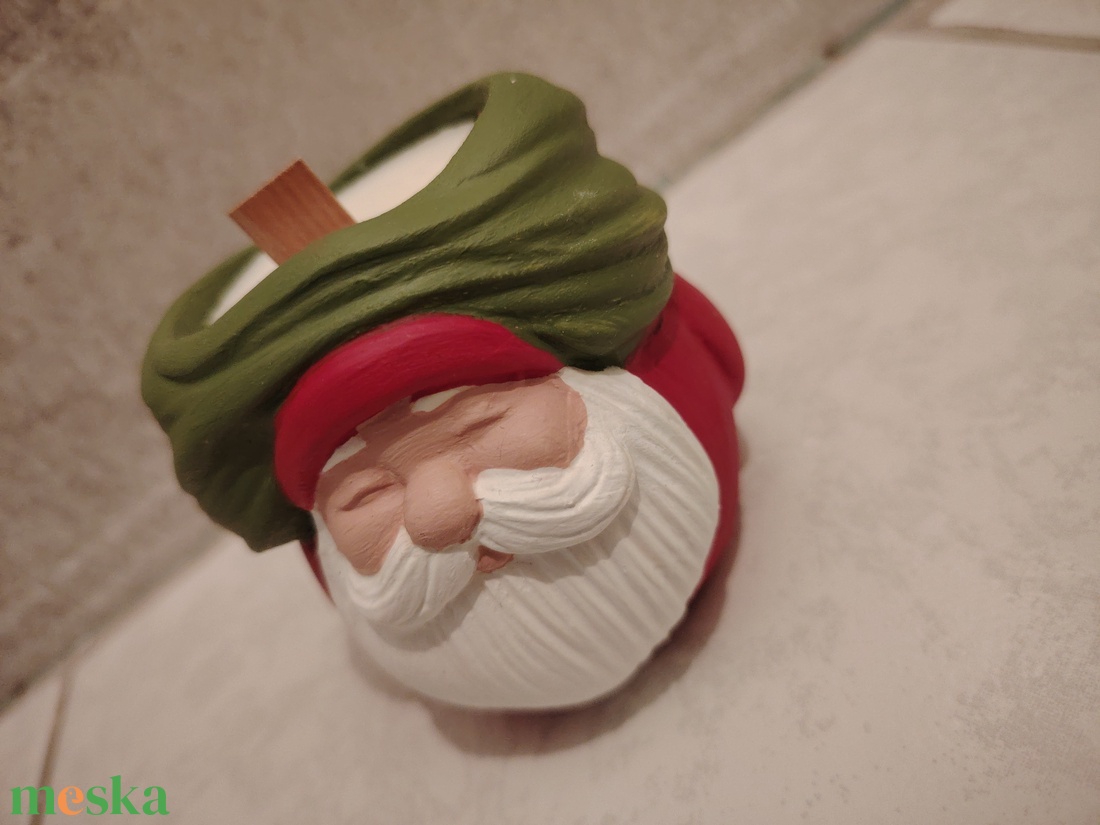 Gyertya Mikulásos kaspóban - karácsony - karácsonyi lakásdekoráció - karácsonyi illatgyertya, mécses - Meska.hu