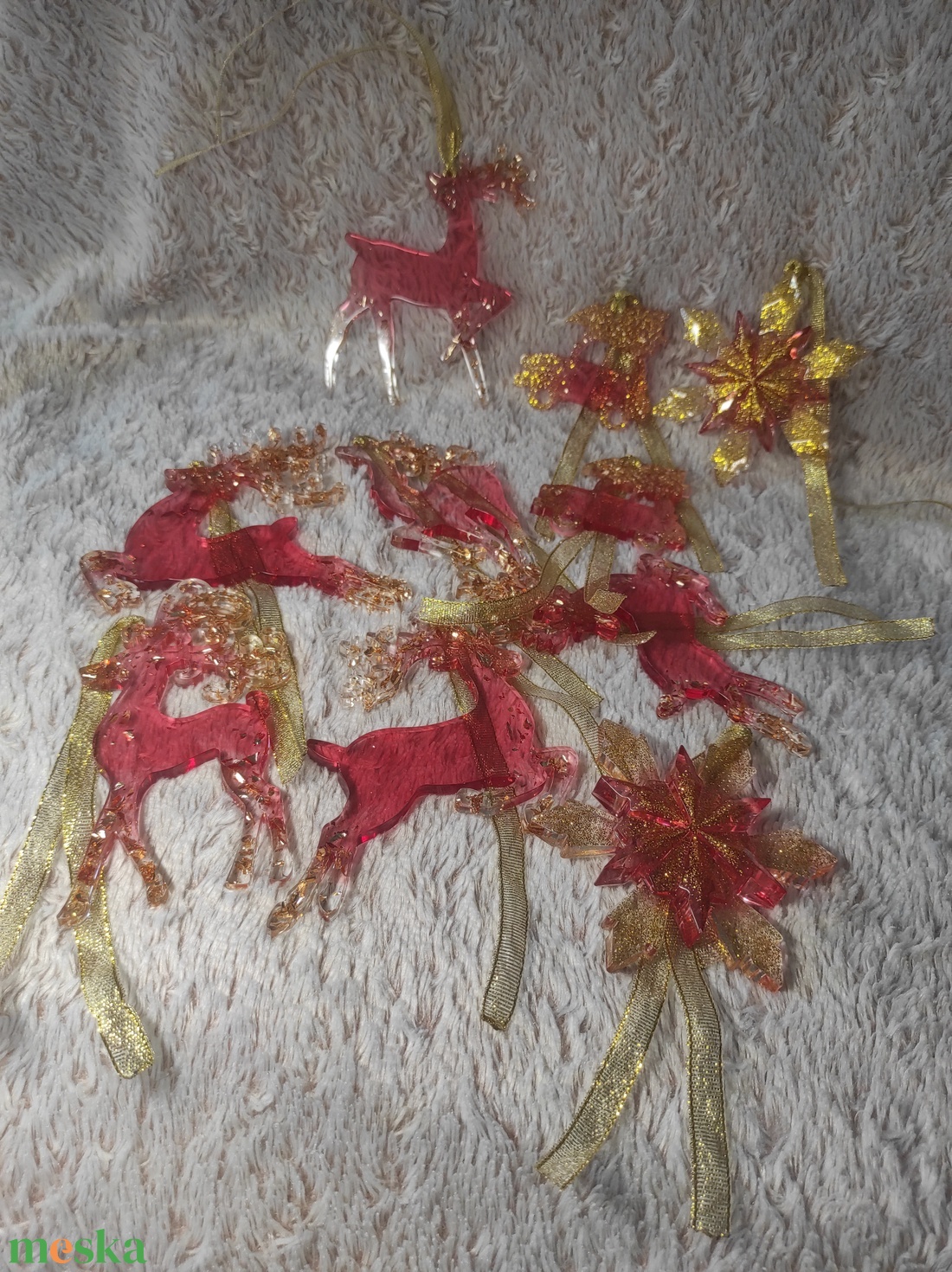 Piros arany karácsonyi szett - karácsony - karácsonyi lakásdekoráció - ünnepi asztaldekoráció - Meska.hu