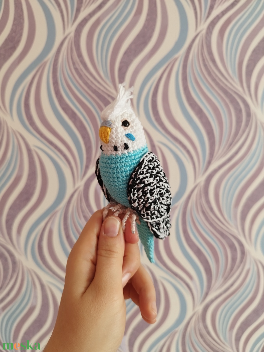 Amigurumi horgolt türkiz hullámos papagáj - játék & sport - plüssállat & játékfigura - madár - Meska.hu Amigurumi horgolt türkiz hullámos papagáj - játék & sport - plüssállat & játékfigura - madár - Meska.hu