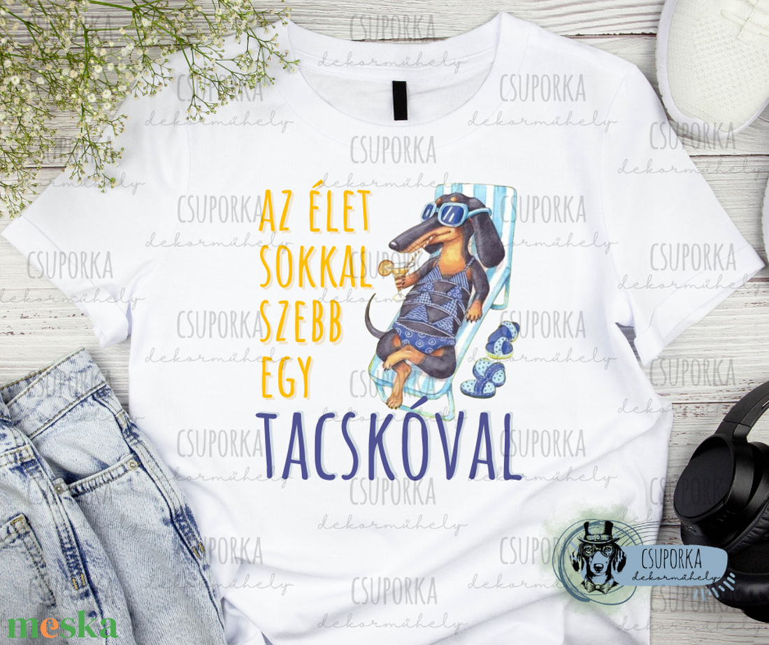 Tacsis unisex póló - nyár - ruha & divat - női ruha - póló, felső - Meska.hu Tacsis unisex póló - nyár - ruha & divat - női ruha - póló, felső - Meska.hu