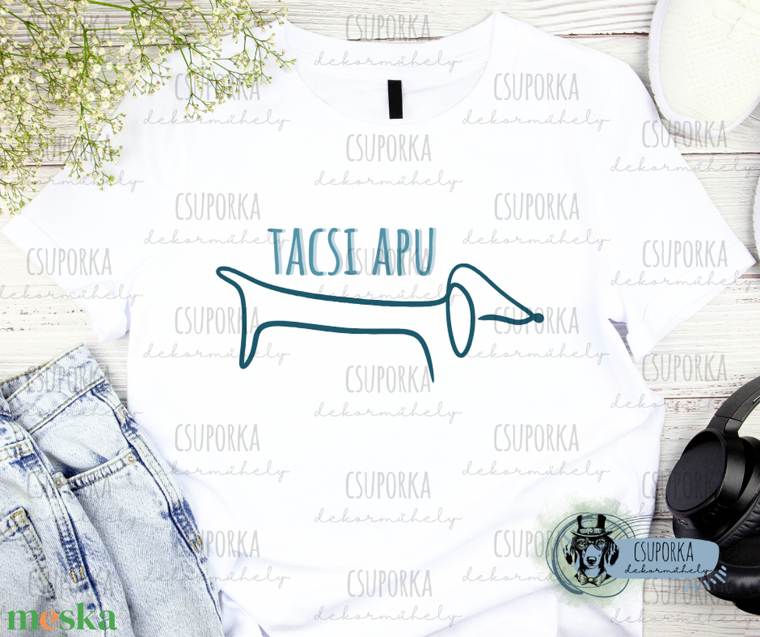 Tacsis unisex póló - tacsi apu 1 - ruha & divat - férfi ruha - póló - Meska.hu