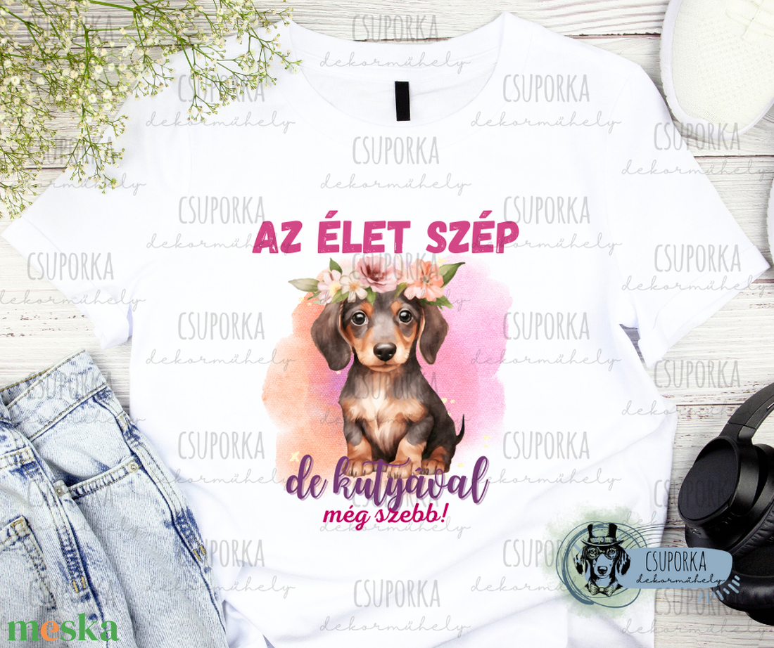 Tacsis unisex póló - az élet szabb egy tacsival 5 - ruha & divat - női ruha - póló, felső - Meska.hu Tacsis unisex póló - az élet szabb egy tacsival 5 - ruha & divat - női ruha - póló, felső - Meska.hu