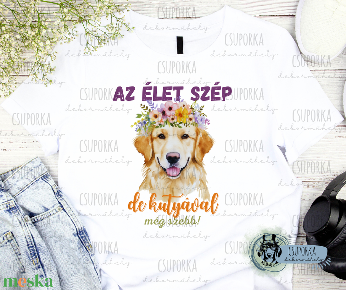 Kutyás unisex póló - goldie - ruha & divat - női ruha - póló, felső - Meska.hu Kutyás unisex póló - goldie - ruha & divat - női ruha - póló, felső - Meska.hu
