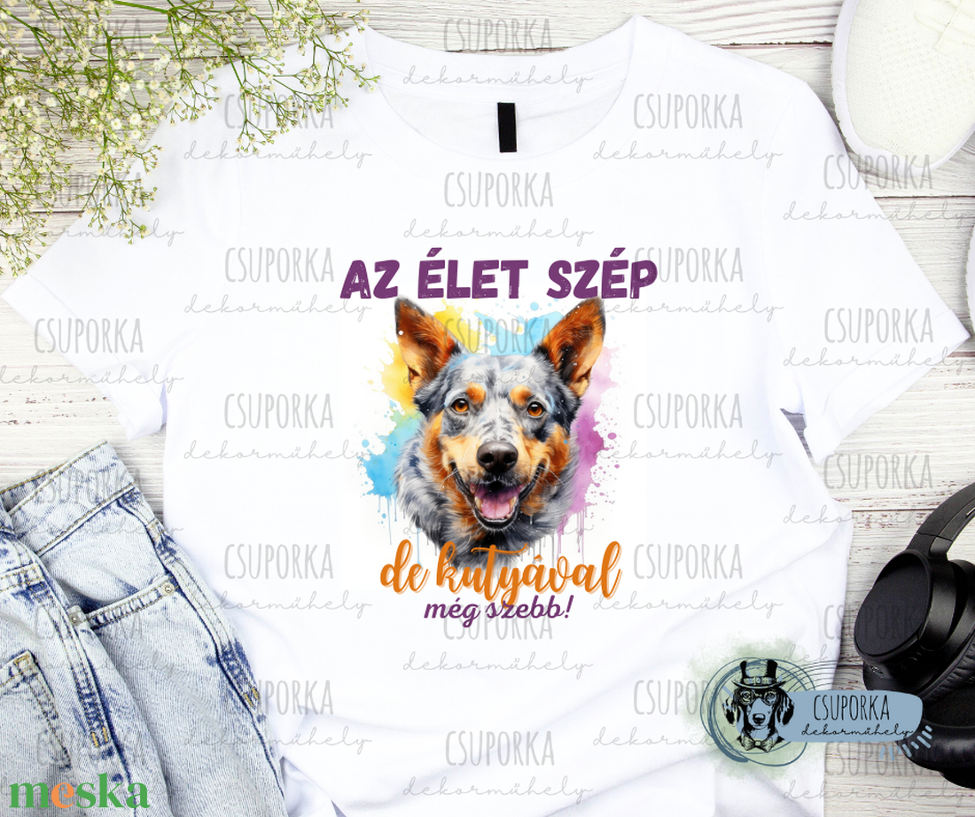 Kutyás unisex póló - auszrál pásztor - ruha & divat - női ruha - póló, felső - Meska.hu Kutyás unisex póló - auszrál pásztor - ruha & divat - női ruha - póló, felső - Meska.hu