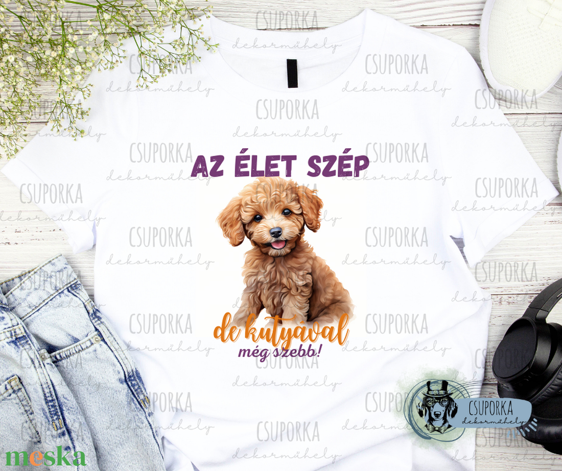 Kutyás unisex póló - uszkár 2 - ruha & divat - női ruha - póló, felső - Meska.hu Kutyás unisex póló - uszkár 2 - ruha & divat - női ruha - póló, felső - Meska.hu