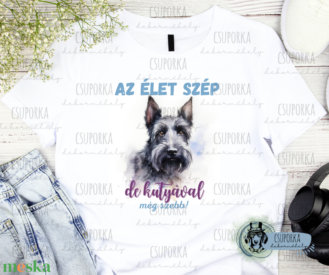 Kutyás unisex póló - Schnauzer - ruha & divat - női ruha - póló, felső - Meska.hu