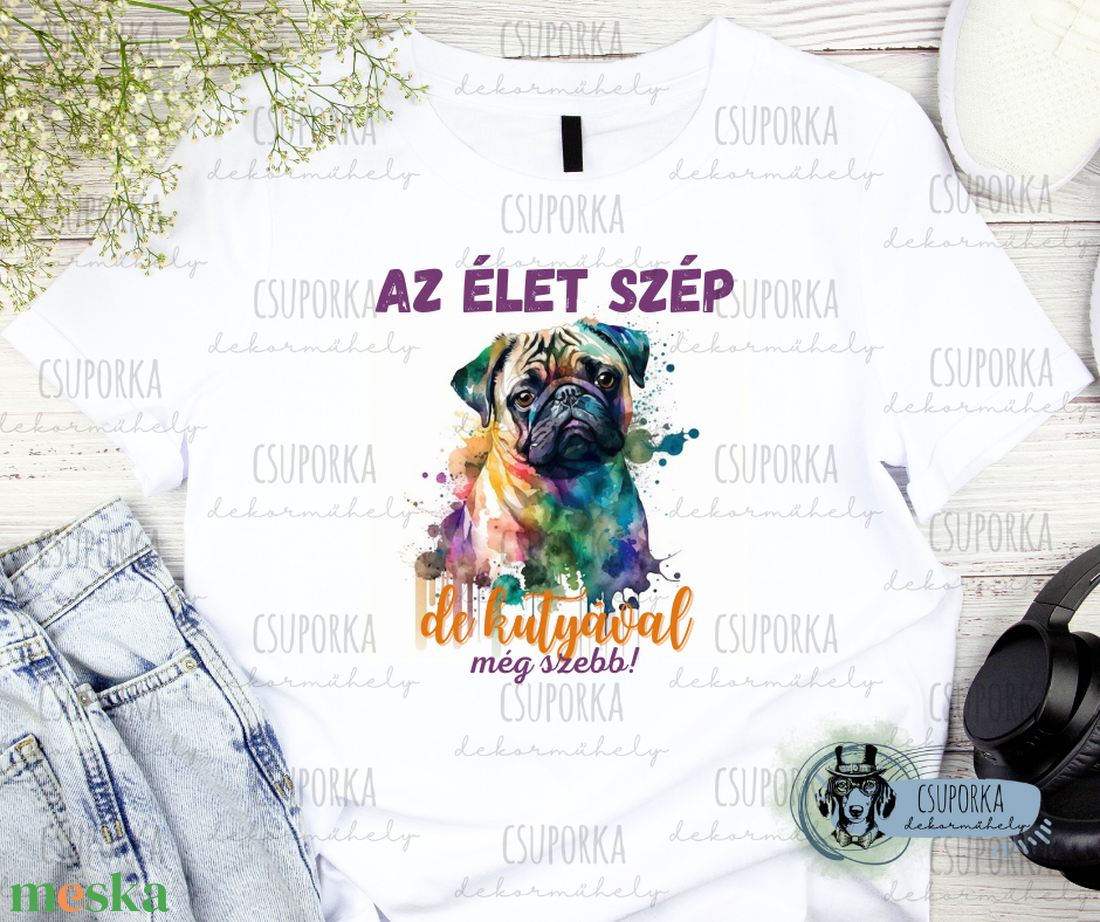 Kutyás unisex póló - Mopsz - ruha & divat - női ruha - póló, felső - Meska.hu Kutyás unisex póló - Mopsz - ruha & divat - női ruha - póló, felső - Meska.hu
