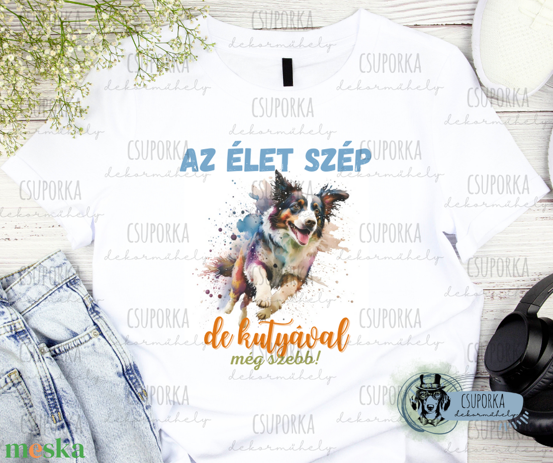 Kutyás unisex póló - Border Collie 2 - ruha & divat - női ruha - póló, felső - Meska.hu Kutyás unisex póló - Border Collie 2 - ruha & divat - női ruha - póló, felső - Meska.hu