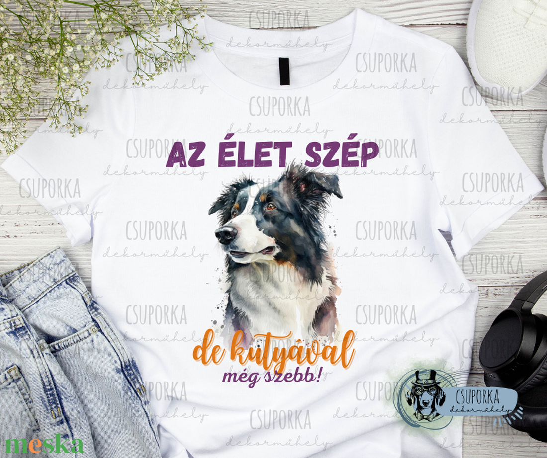 Kutyás unisex póló - Border Collie 3 - ruha & divat - női ruha - póló, felső - Meska.hu Kutyás unisex póló - Border Collie 3 - ruha & divat - női ruha - póló, felső - Meska.hu