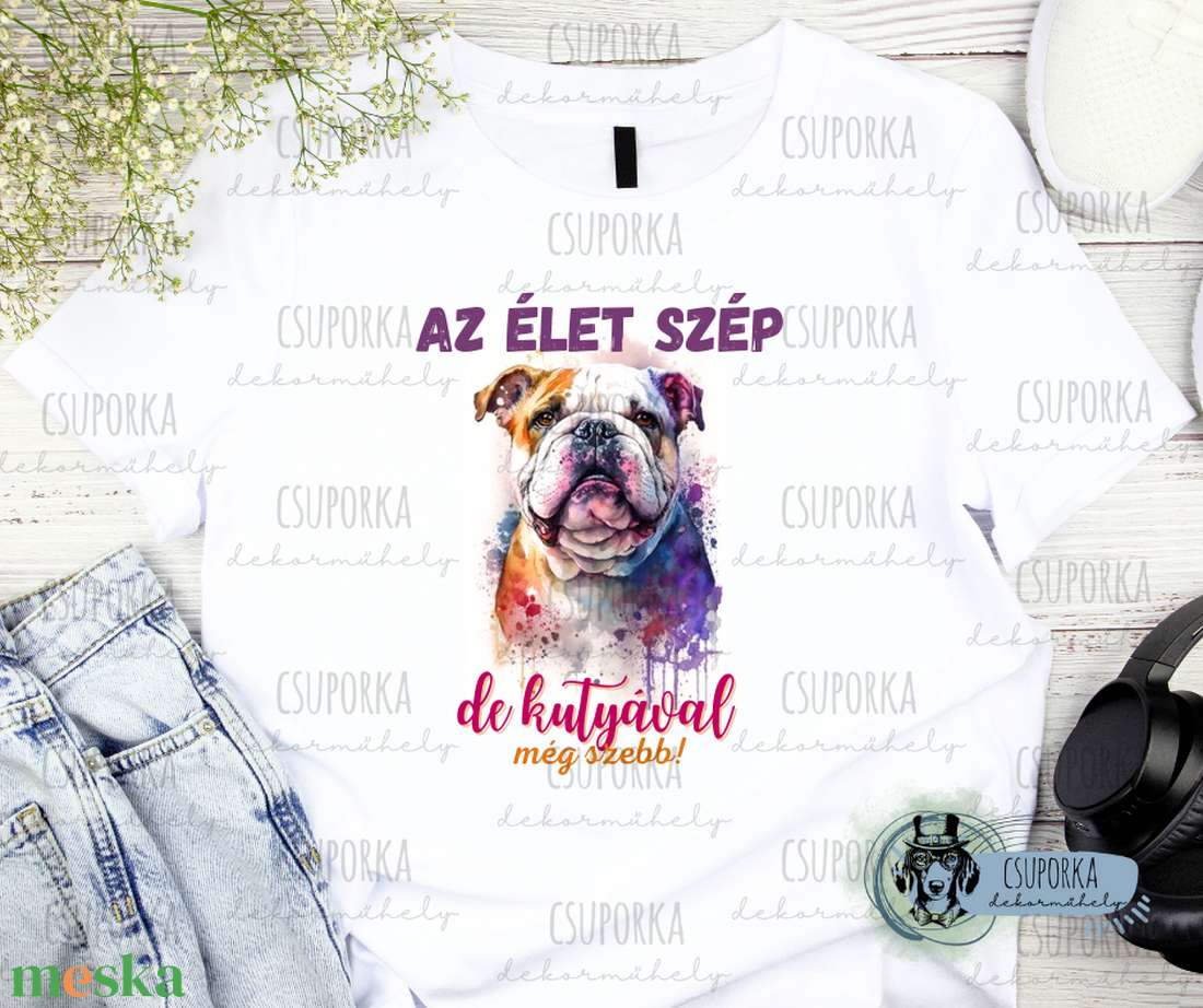 Kutyás unisex póló - Bulldog - ruha & divat - női ruha - póló, felső - Meska.hu Kutyás unisex póló - Bulldog - ruha & divat - női ruha - póló, felső - Meska.hu