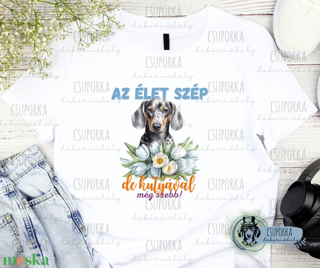 Tacsis unisex póló - az élet szabb egy tacsival 6 - ruha & divat - női ruha - póló, felső - Meska.hu Tacsis unisex póló - az élet szabb egy tacsival 6 - ruha & divat - női ruha - póló, felső - Meska.hu