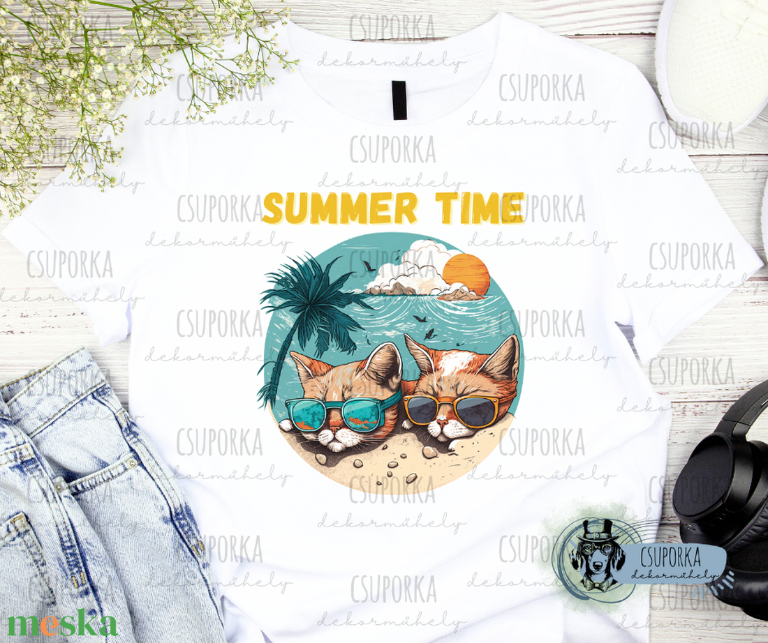 Cicás unisex póló - Summer - ruha & divat - női ruha - póló, felső - Meska.hu Cicás unisex póló - Summer - ruha & divat - női ruha - póló, felső - Meska.hu