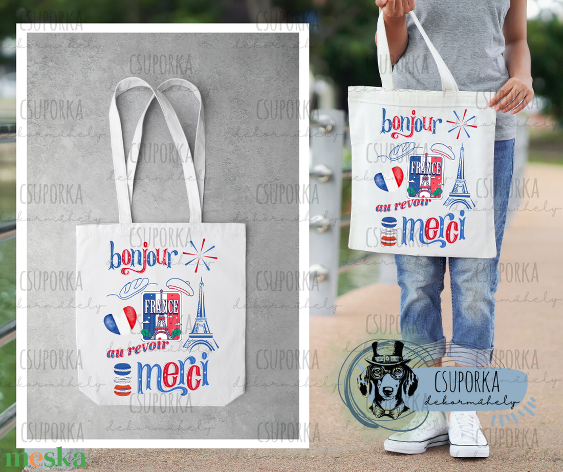 Bevásárlótáska - Paris - táska & tok - bevásárlás & shopper táska - shopper, textiltáska, szatyor - Meska.hu