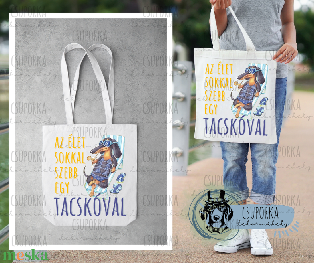 Bevásárlótáska - tacsi nyár - táska & tok - bevásárlás & shopper táska - shopper, textiltáska, szatyor - Meska.hu Bevásárlótáska - tacsi nyár - táska & tok - bevásárlás & shopper táska - shopper, textiltáska, szatyor - Meska.hu