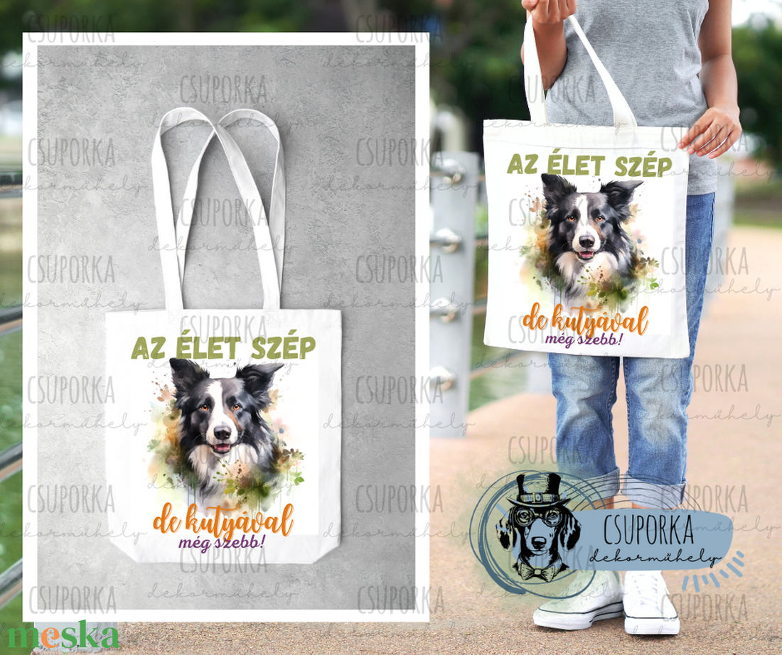 Bevásárlótáska - Border collie - táska & tok - bevásárlás & shopper táska - shopper, textiltáska, szatyor - Meska.hu Bevásárlótáska - Border collie - táska & tok - bevásárlás & shopper táska - shopper, textiltáska, szatyor - Meska.hu