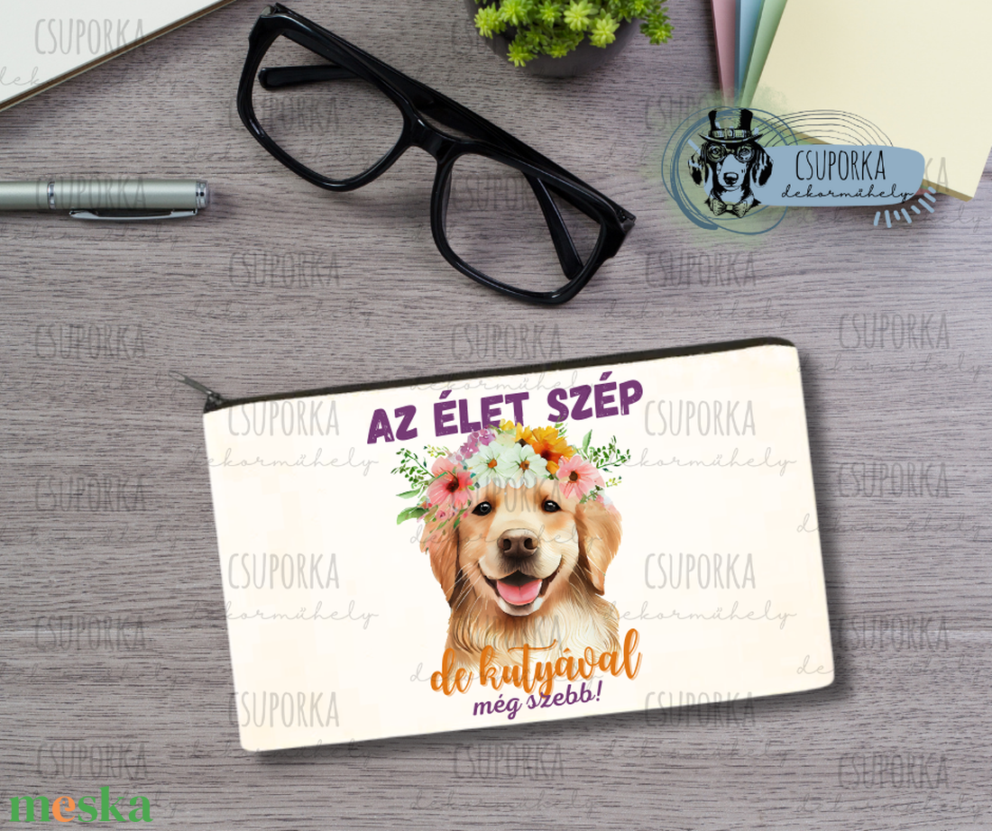 Zipzáras kozmetikai táska/tolltartó - Golden retriever 2 - otthon & életmód - papír, írószer - tolltartó & ceruzatekercs - Meska.hu Zipzáras kozmetikai táska/tolltartó - Golden retriever 2 - otthon & életmód - papír, írószer - tolltartó & ceruzatekercs - Meska.hu