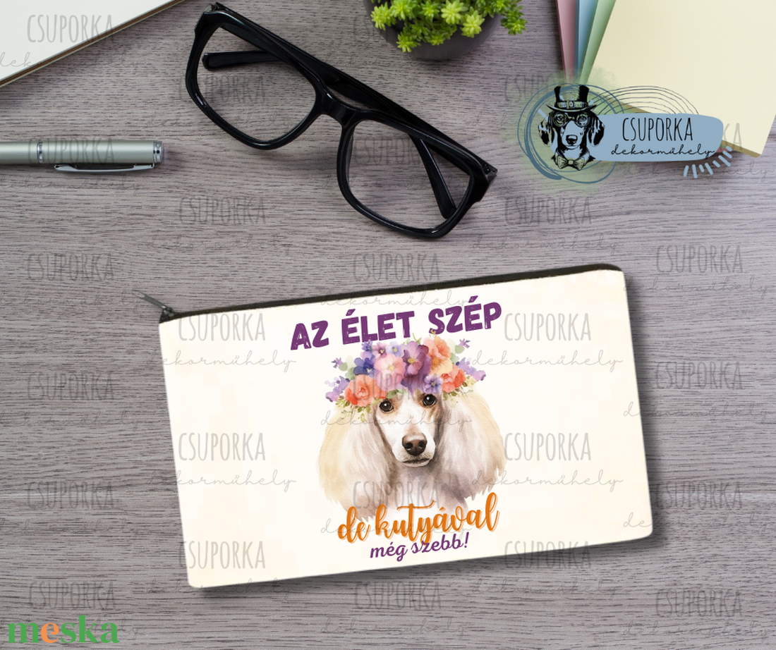 Zipzáras kozmetikai táska/tolltartó - Uszkár virággal - otthon & életmód - papír, írószer - tolltartó & ceruzatekercs - Meska.hu Zipzáras kozmetikai táska/tolltartó - Uszkár virággal - otthon & életmód - papír, írószer - tolltartó & ceruzatekercs - Meska.hu