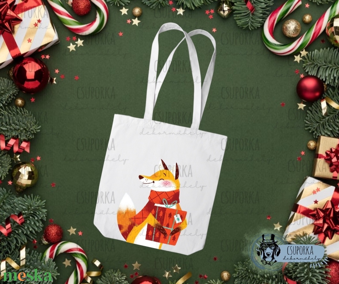 Bevásárlótáska - Karácsonyi rókával - táska & tok - bevásárlás & shopper táska - shopper, textiltáska, szatyor - Meska.hu Bevásárlótáska - Karácsonyi rókával - táska & tok - bevásárlás & shopper táska - shopper, textiltáska, szatyor - Meska.hu