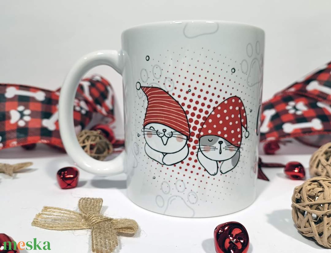 Karácsonyi bögre - Merry Catmas - otthon & életmód - konyhafelszerelés, tálalás - tálalás - bögre & csésze - Meska.hu