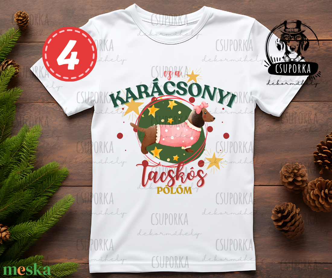 Tacsis karácsonyi póló - 4 féle mintával - karácsony - karácsonyi ruházat - karácsonyi póló & pulcsi - Meska.hu Tacsis karácsonyi póló - 4 féle mintával - karácsony - karácsonyi ruházat - karácsonyi póló & pulcsi - Meska.hu