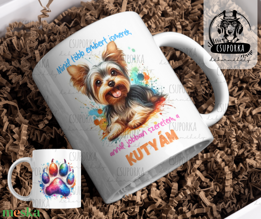 Kutyás bögre - Yorkshire terrier és kutyus mancs - otthon & életmód - konyhafelszerelés, tálalás - tálalás - bögre & csésze - Meska.hu Kutyás bögre - Yorkshire terrier és kutyus mancs - otthon & életmód - konyhafelszerelés, tálalás - tálalás - bögre & csésze - Meska.hu