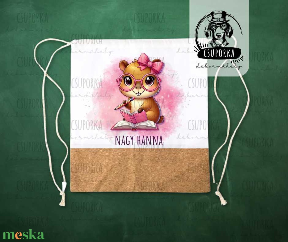 Lányos tornazsák kétféle capybarával  masnis vagy virágos, névvel is kérhető - táska & tok - hátizsák - tornazsák, gymbag - Meska.hu