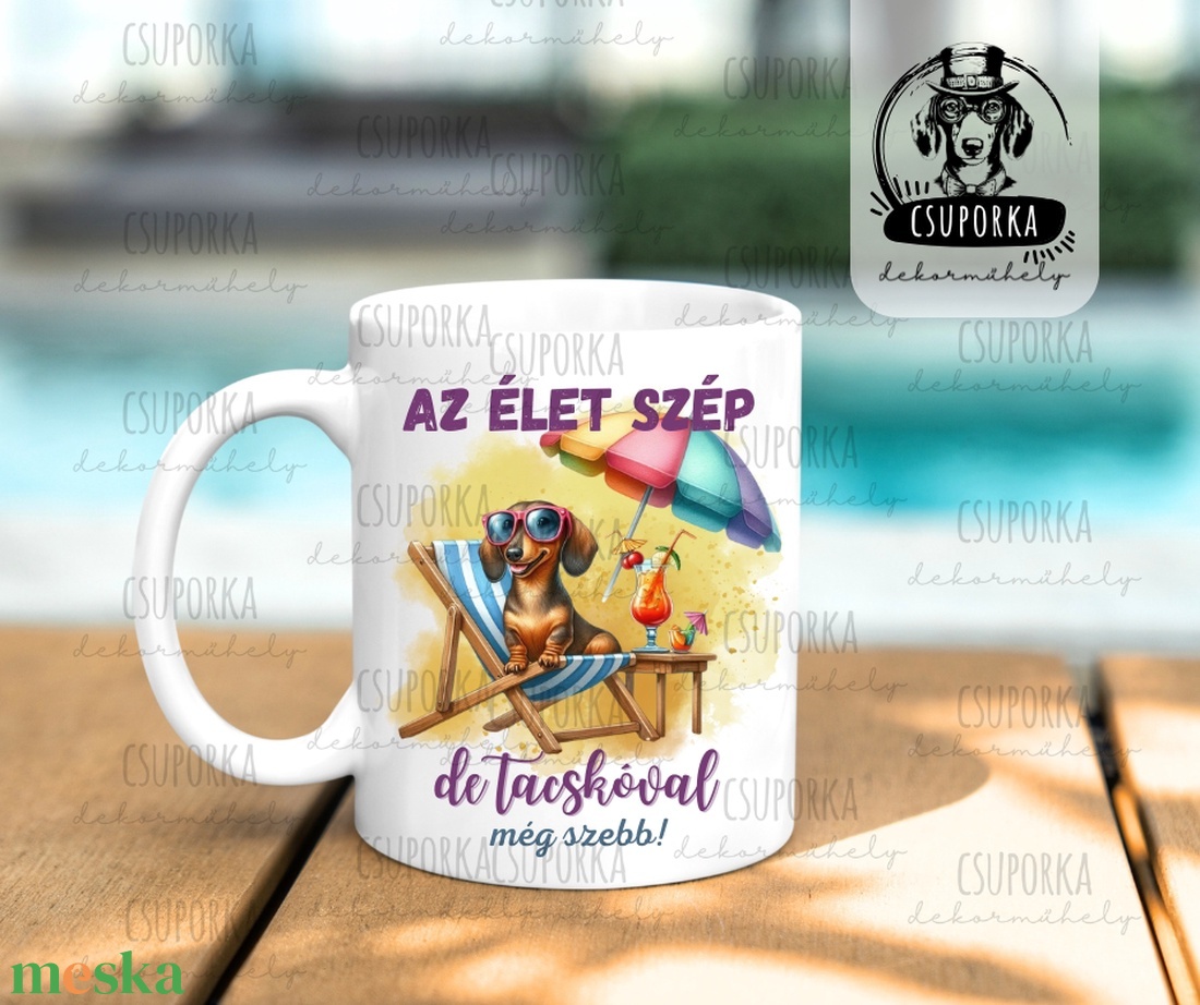 Tacskós Bögre  Summer Edition v01 - otthon & életmód - konyhafelszerelés, tálalás - tálalás - bögre & csésze - Meska.hu
