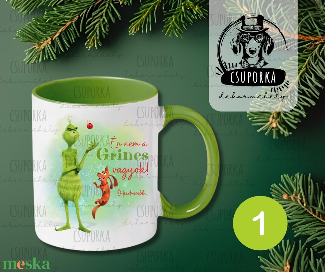 Grincs/Grinch bögre - 4 féle - Én nem a Grincs vagyok, ő kedvesebb felirattal - otthon & életmód - konyhafelszerelés, tálalás - tálalás - bögre & csésze - Meska.hu