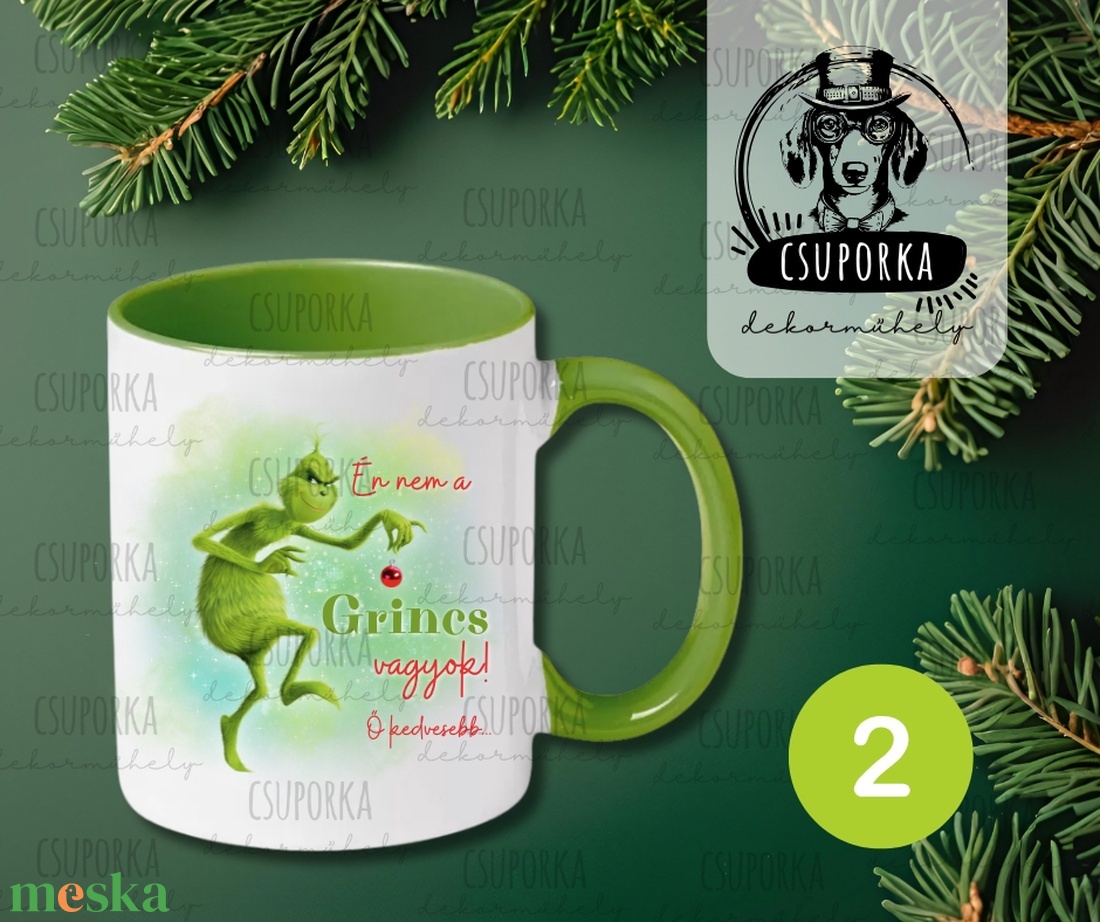 Grincs/Grinch bögre - 4 féle - Én nem a Grincs vagyok, ő kedvesebb felirattal - otthon & életmód - konyhafelszerelés, tálalás - tálalás - bögre & csésze - Meska.hu