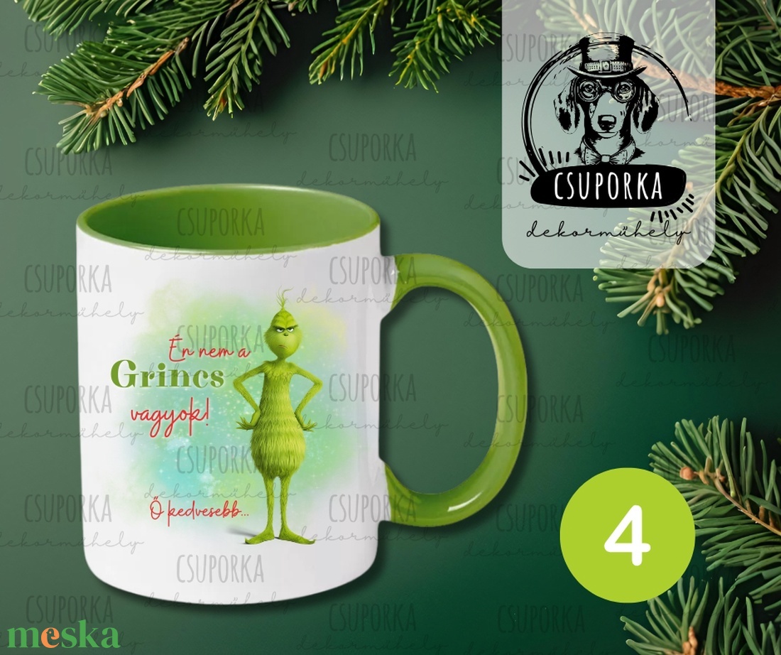 Grincs/Grinch bögre - 4 féle - Én nem a Grincs vagyok, ő kedvesebb felirattal - otthon & életmód - konyhafelszerelés, tálalás - tálalás - bögre & csésze - Meska.hu