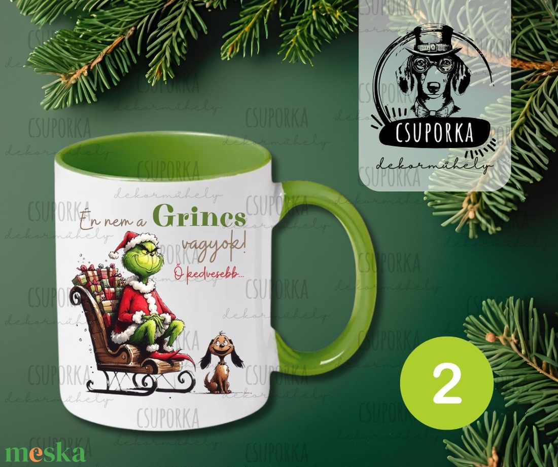Grincs/Grinch bögre - 2 féle - Én nem a Grincs vagyok, ő kedvesebb felirattal - otthon & életmód - konyhafelszerelés, tálalás - tálalás - bögre & csésze - Meska.hu