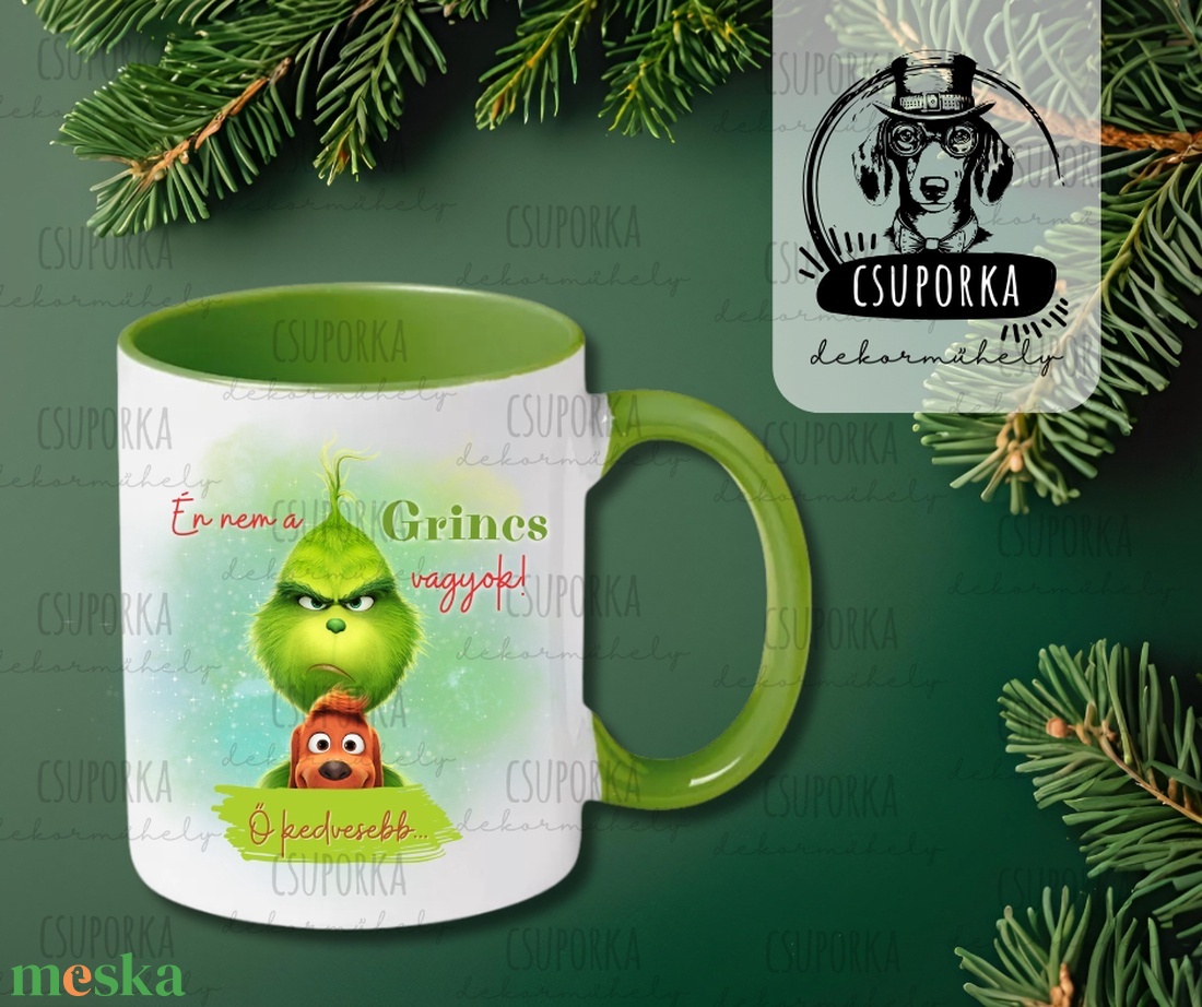 Grincs/Grinch és Max bögre - Én nem a Grincs vagyok, ő kedvesebb felirattal - otthon & életmód - konyhafelszerelés, tálalás - tálalás - bögre & csésze - Meska.hu