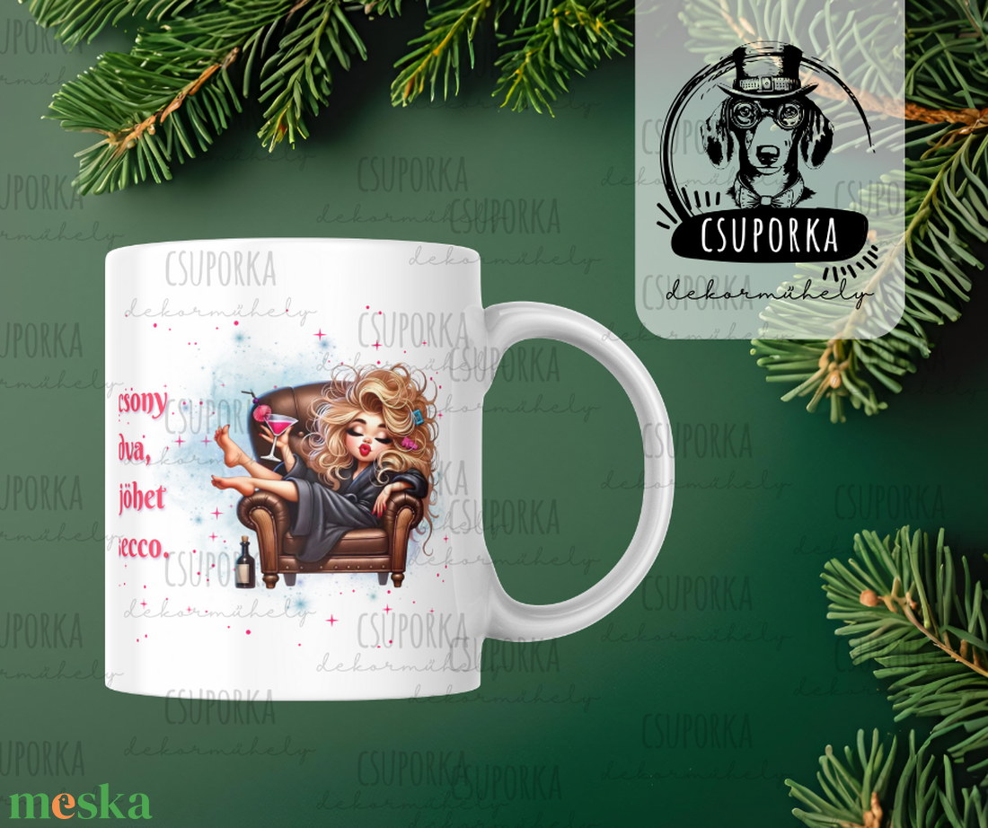 Csajos Karácsonyi Bögre � Karácsony Letudva, Most Jöhet a Prosecco - Humorral Ünnepelj - otthon & életmód - konyhafelszerelés, tálalás - tálalás - bögre & csésze - Meska.hu