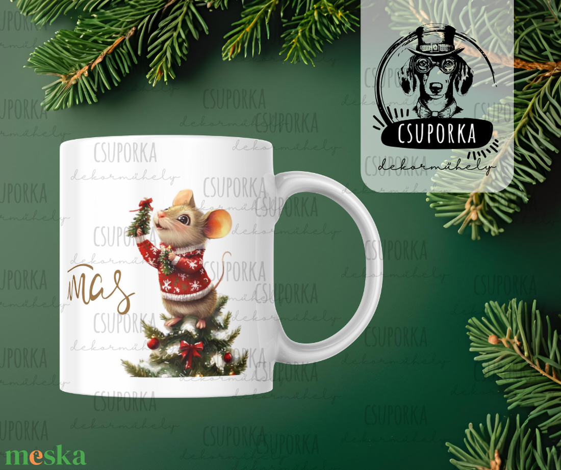 Kis Egérkés Karácsonyi Bögre � Aranyos Ünnepi Cuki Ajándék - Karácsonyi Bögre - otthon & életmód - konyhafelszerelés, tálalás - tálalás - bögre & csésze - Meska.hu