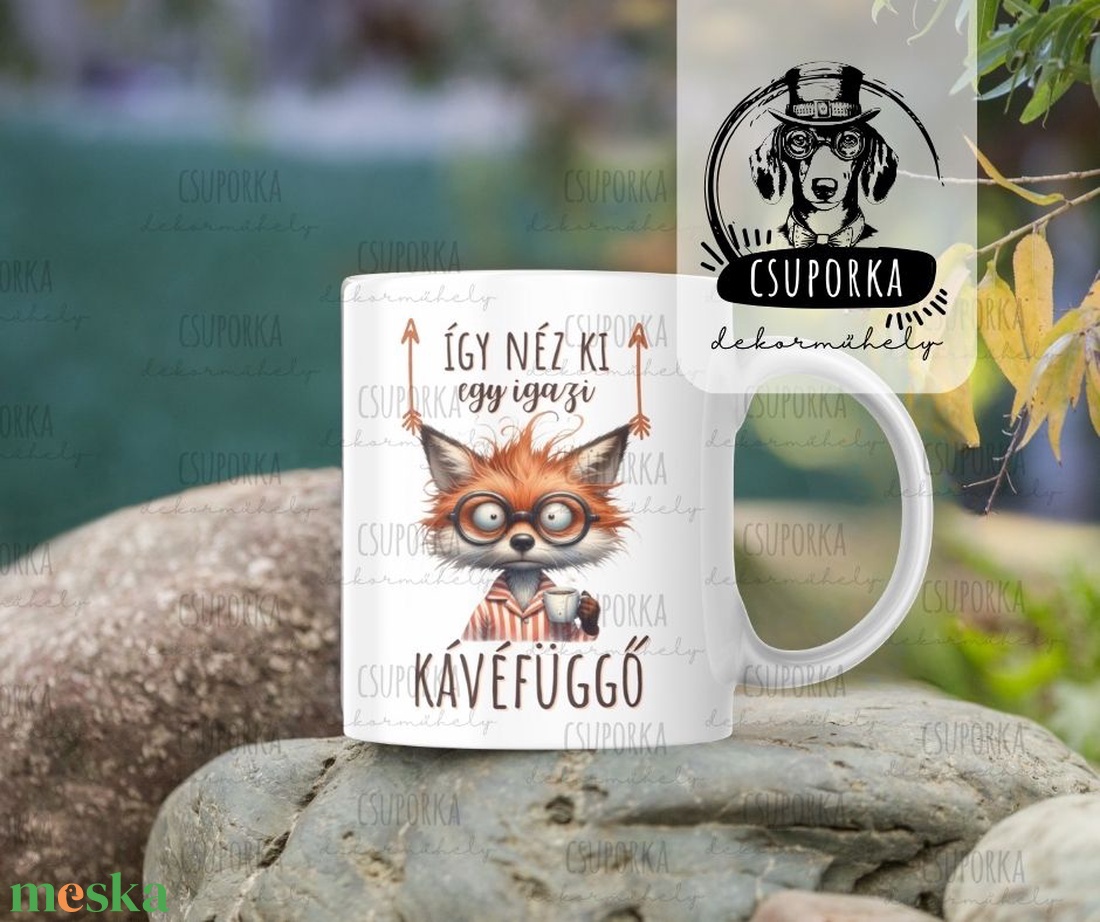 Így néz ki egy igazi kávéfüggő  Rókás Bögre - otthon & életmód - konyhafelszerelés, tálalás - tálalás - bögre & csésze - Meska.hu