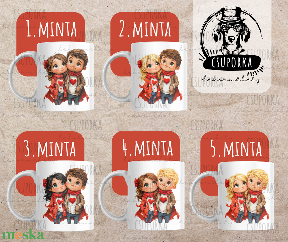 Valentin-napi szerelmes bögre � egyedi figurákkal és szöveggel - személyre szabható - otthon & életmód - konyhafelszerelés, tálalás - tálalás - bögre & csésze - Meska.hu